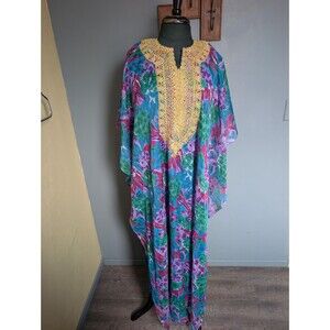 Vintage Kaftan Dress, Floral Mumu House Dress